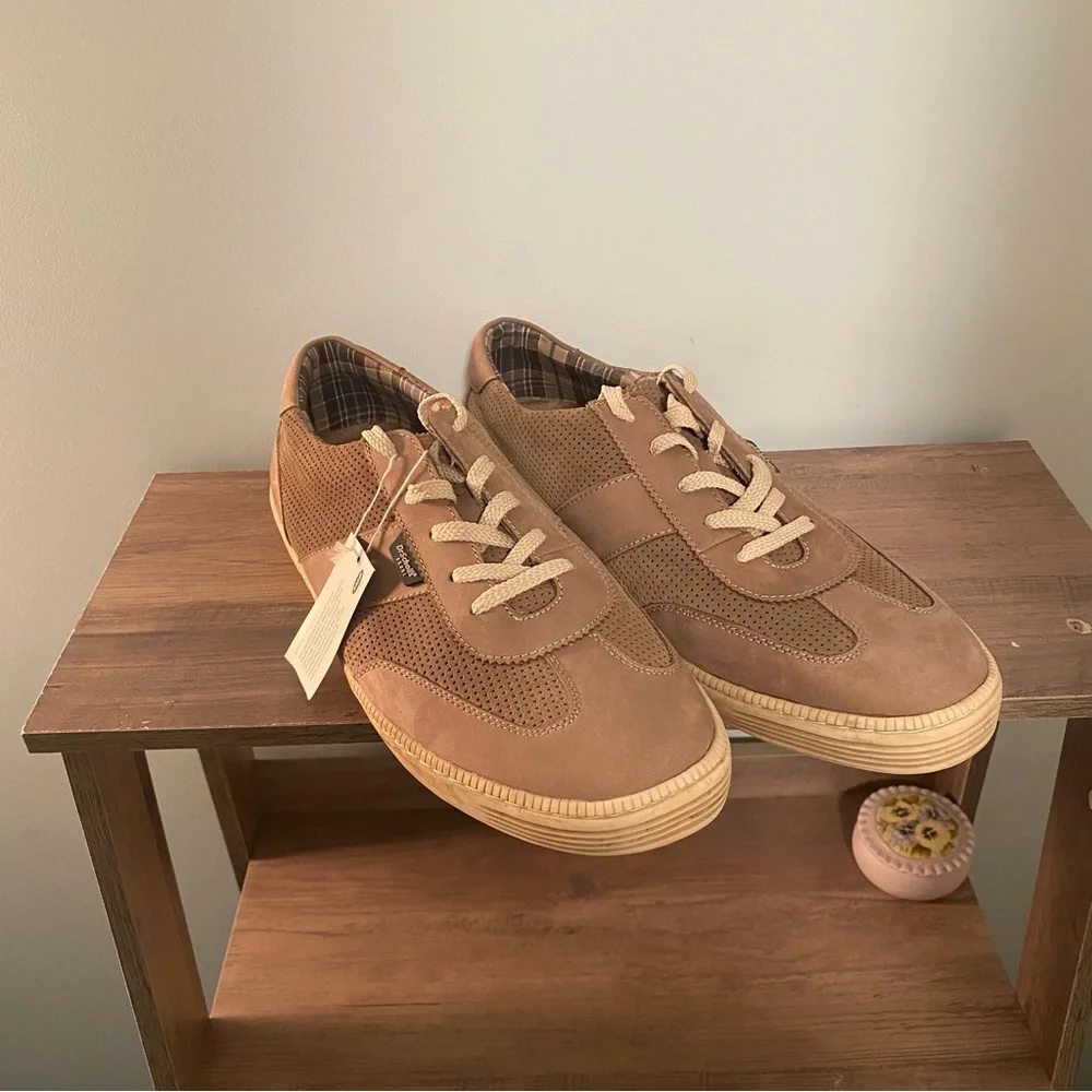 NWT Dr Scholls Mens Tennis Shoes Loafer Comfort Casual Leather Brown/Tan Lace Up